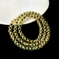 6mm Yellow Agate Triple Wrap Bracelet with Dark Center