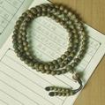 Green Sandalwood Prayer Bead Bracelet 8mm 108 Beads with Lotus Charm