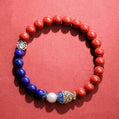 Cinnabar and Lapis Koi Bracelet