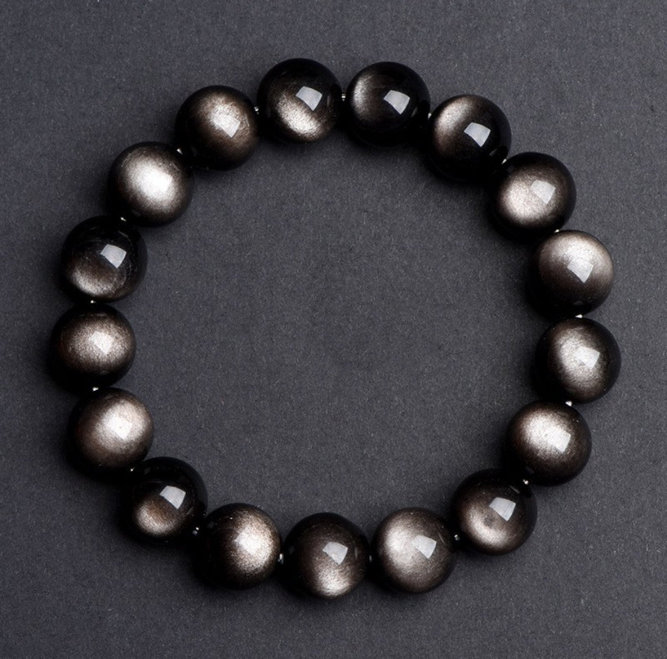 Double Eye Silver Sheen Obsidian Bracelet