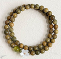 6mm Green Sandalwood Double Wrap Sakura Bracelet