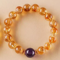 Natural Yellow Citrine Bracelet with Amethyst Accent