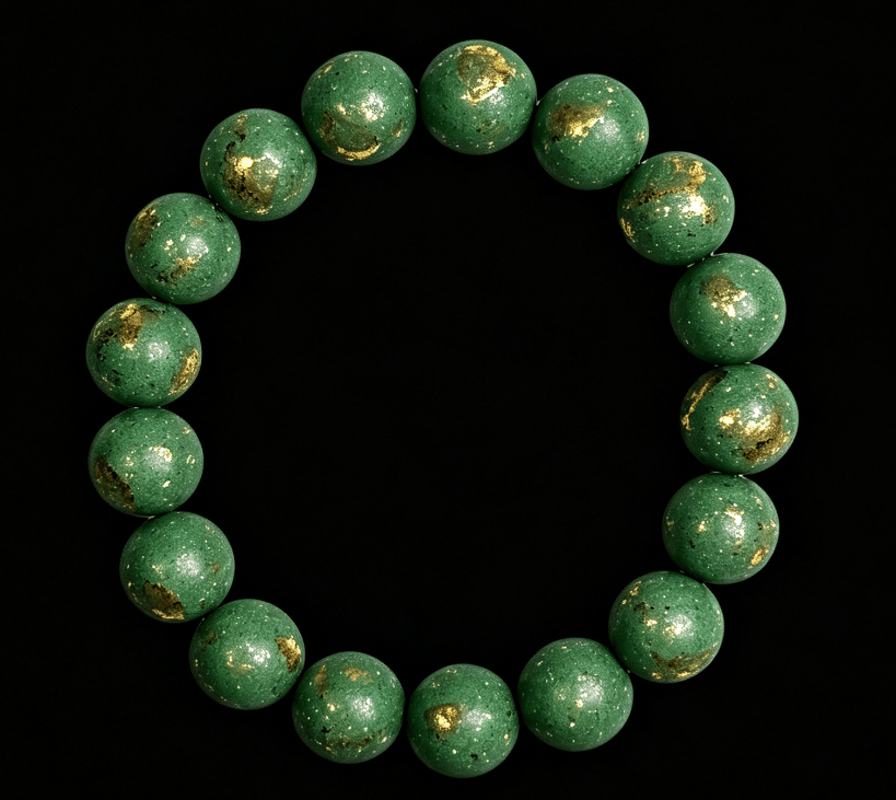 Pomelo Leaf Herbal Incense Bead Bracelet with Gold-Tone Accents