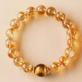 Natural Yellow Phantom Quartz and Tiger Eye Bracelet