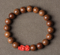 Golden Silk Wood Bracelet with Cinnabar Pixiu