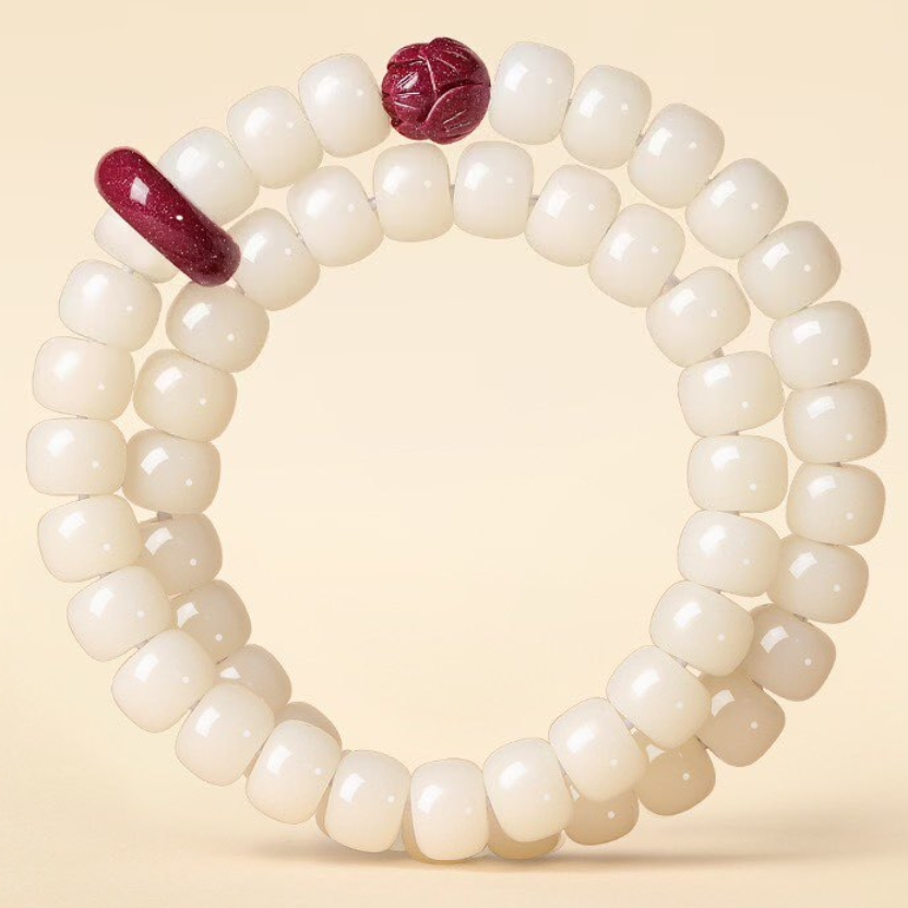 White Jade Bodhi Root Bracelet
