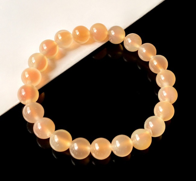 8mm Orange Agate Bracelet with Dark Center