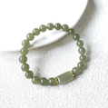 7.7mm Light Green Hetian Jade Bracelet with Peace Charm