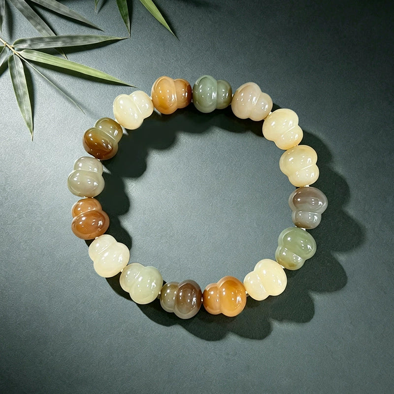 12mm Multicolor Bodhi Root Bracelet with Gourd Beads