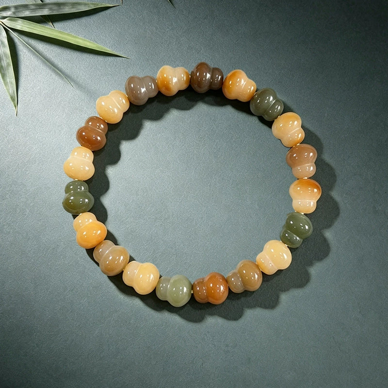 10mm Multicolor Bodhi Root Bracelet with Gourd Beads