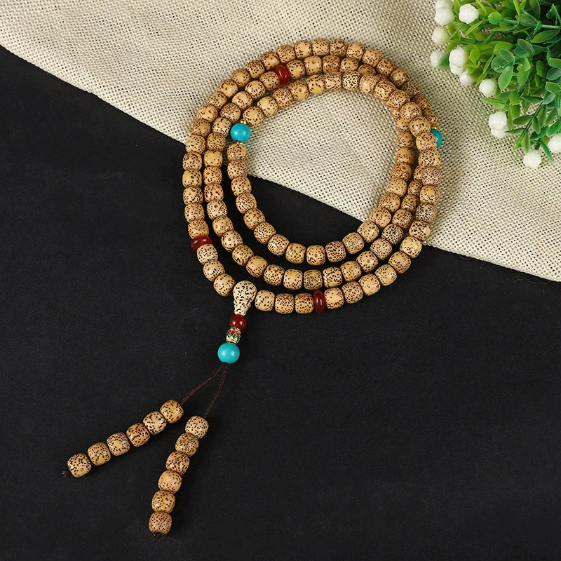 Ghee Yellow Star Moon Bodhi Multi Wrap Bracelet with Turquoise Accent