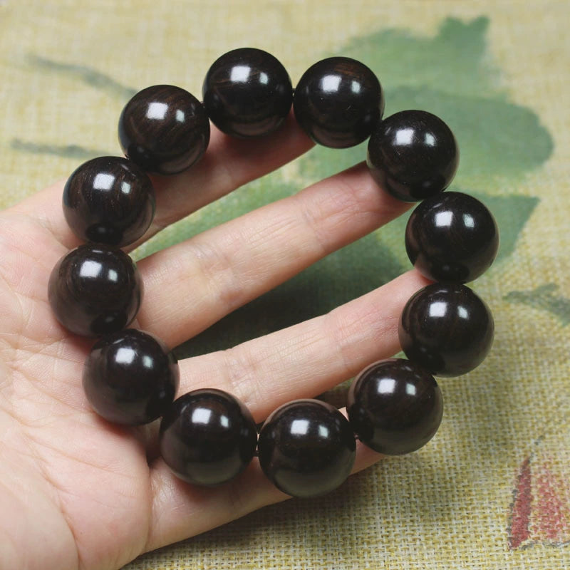 Ebony Wood Round Bead Bracelet