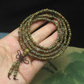 Green Sandalwood 108-Bead Bamboo Knot Multi-Wrap Bracelet