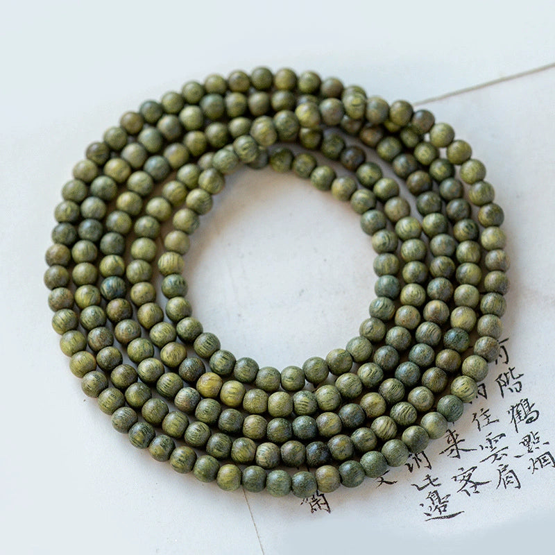 Old Green Sandalwood Five Wrap Bracelet