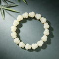12mm White Bodhi Root Bracelet with Gourd Beads