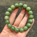 Green Grape–Toned Bodhi Barrel Bead Bracelet