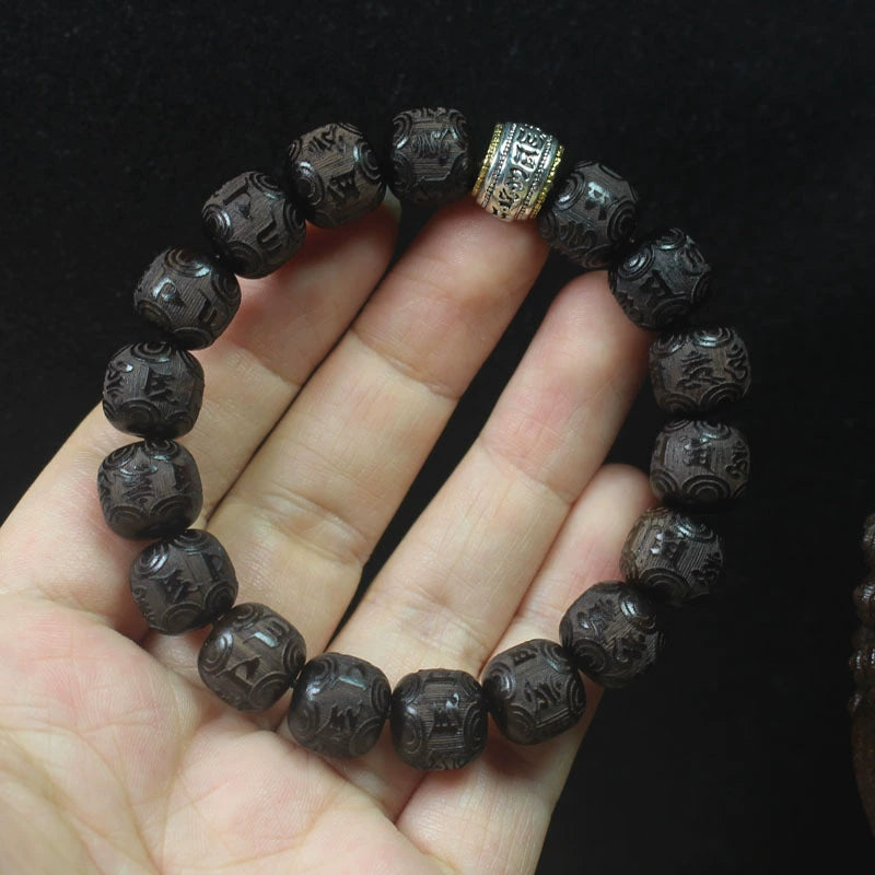 Black Ebony Six-Character Mantra Buddhist Bracelet