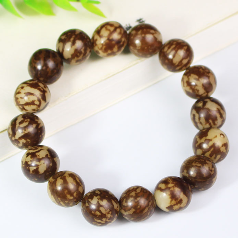Dark-Colored Flower Bodhi Root Bracelet