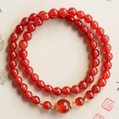 Red Agate Double-Wrap Bracelet with Center Bead