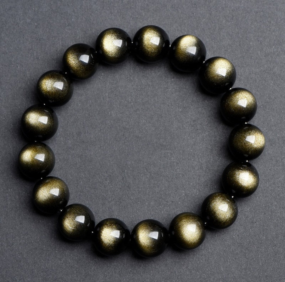 Double Eye Gold Sheen Obsidian Bracelet
