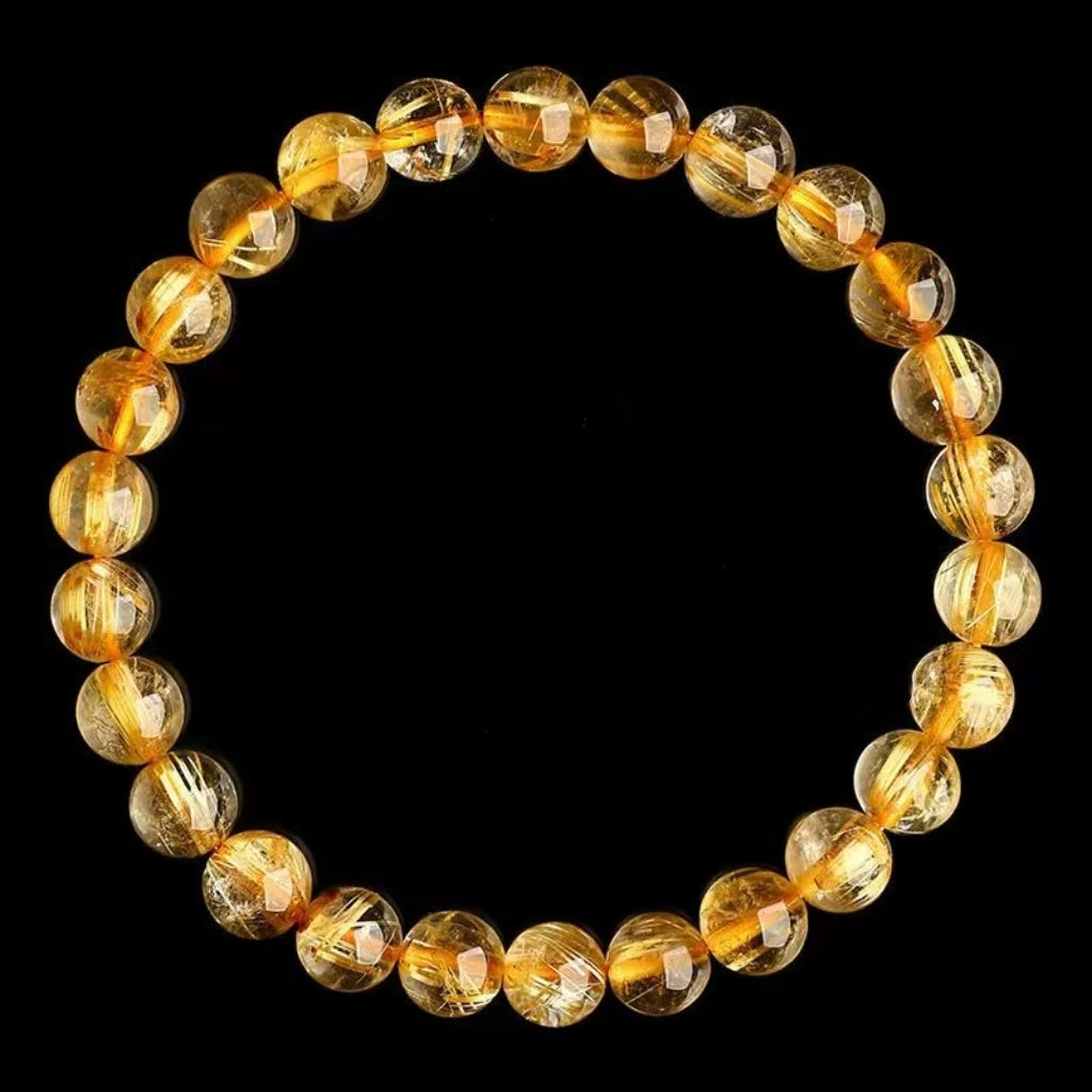Natural Golden Rutilated Quartz Bracelet