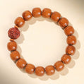 Yellow Skin Bodhi Barrel Bracelet with Sandalwood Pixiu