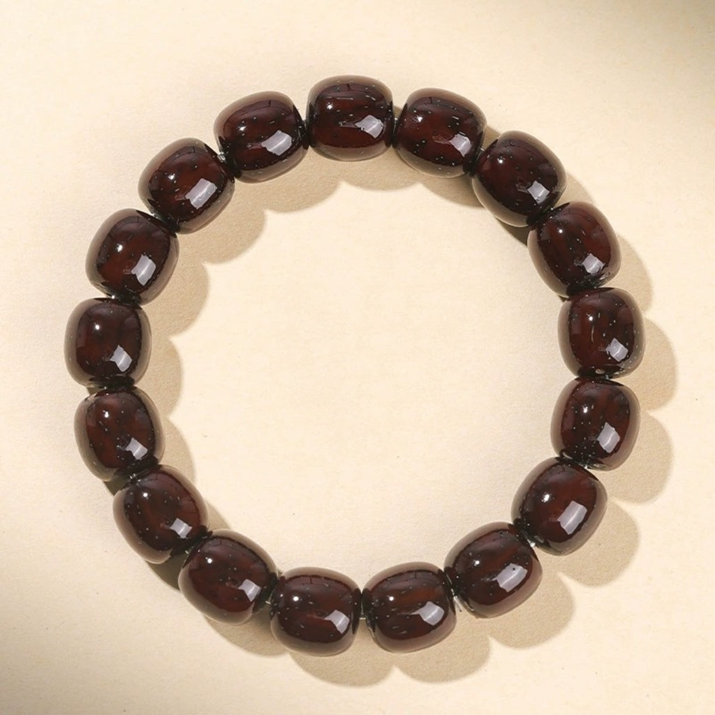 Red Skin Golden Rat Seed Bodhi Barrel Bracelet