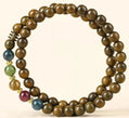 Double-Wrap Green Sandalwood Rainbow Tourmaline Bracelet
