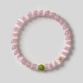 Sakura Pink Cat’s Eye Bracelet with Olive Jade Accent